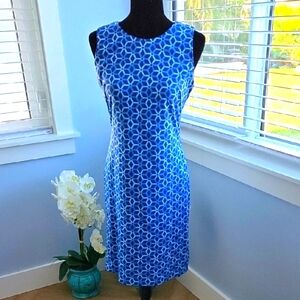 J. MCLAUGHLIN Blue Geometric Sleeveless Dress